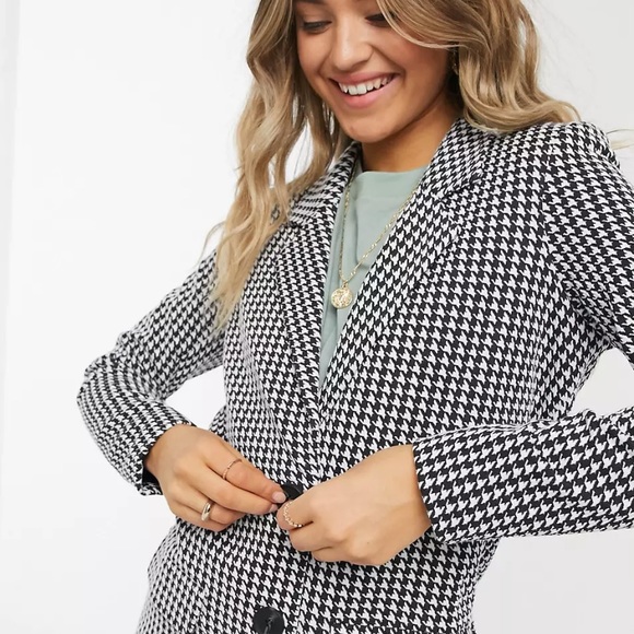 ASOS JDY Tailored Jacket in Mono Houndstooth size small - Picture 3 of 8
